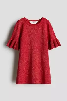 Мерцающее трикотажное платье H&M, красный