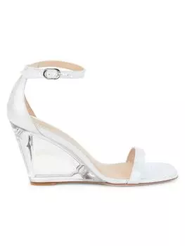 Мерцающие сандалии Stuart Weitzman, серебро