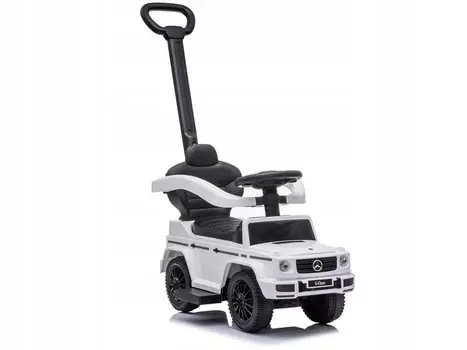 Mercedes G-Class райдер с толкачом, Кожа, Звуковой сигнал, Права, Белый Bemi