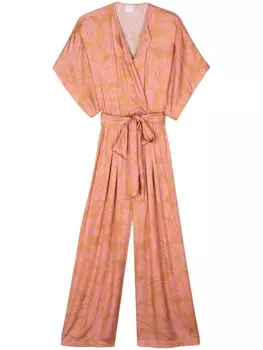 Merci атласный комбинезон с цветочным принтом, золотой