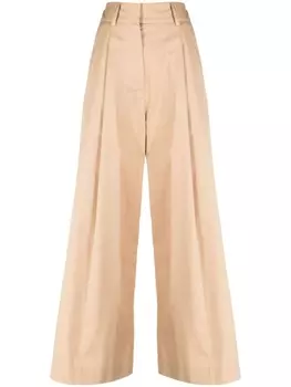 Merci широкие брюки со складками, нейтральный цвет