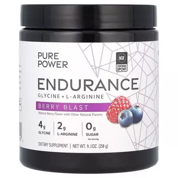 Mercola Pure Power Endurance Глицин + L-аргинин Berry Blast 9,1 унции (258 г) Dr. Mercola