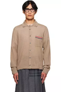 Мериносовая шерсть джерси длинный рукав Thom Browne, коричневый