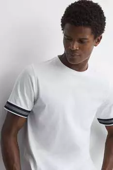 Мерсеризованная футболка Dune из хлопка в полоску Reiss, белый