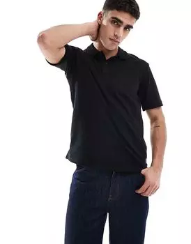 Мерсеризованная рубашка поло черного цвета Jack & Jones