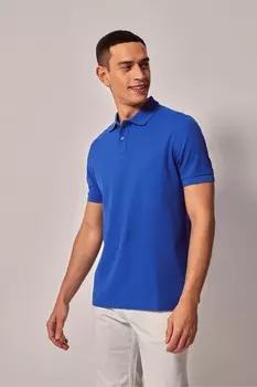 Мерсеризованная рубашка поло с коротким рукавом Hawes & Curtis, синий