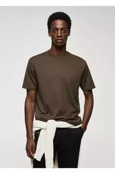 Мерсеризованная рубашка стандартного кроя Mango, коричневый