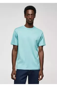 Мерсеризованная рубашка стандартного кроя Mango, синий