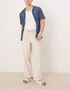 Мешковатые брюки ASOS DESIGN из льняной смеси в каменном цвете