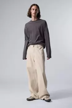 Мешковатые брюки астро из смесового льна. Weekday, экрю