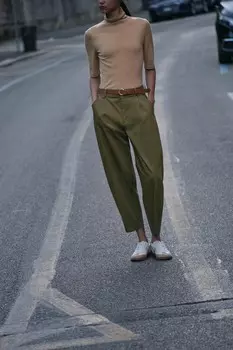 Мешковатые брюки чинос с поясом ZARA, хаки