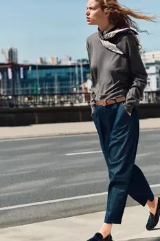 Мешковатые брюки чинос с поясом ZARA, синий