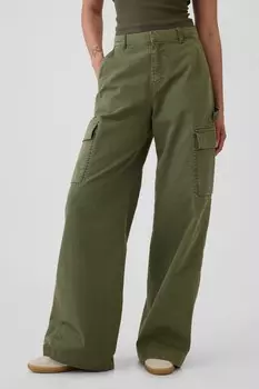 Мешковатые брюки чиносы из хлопка средней посадки Gap, зеленый