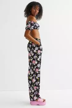Мешковатые брюки H&M, черный/цветы