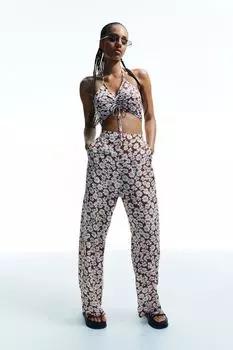 Мешковатые брюки H&M, коричневый/цветы