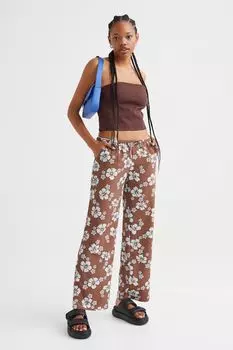 Мешковатые брюки H&amp;M, коричневый/тропические цветы