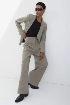 Мешковатые брюки H&amp;M, темно-бежевый/клетка