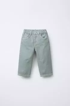 Мешковатые брюки из саржи со складками ZARA, цвет Aquamarine