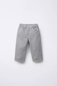 Мешковатые брюки из саржи со складками ZARA, цвет Pearl grey