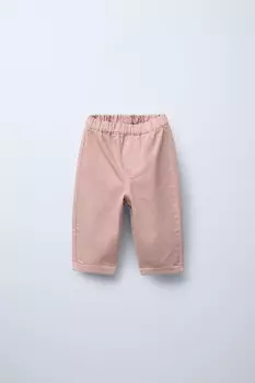 Мешковатые брюки из твила ZARA, пыльно-розовый