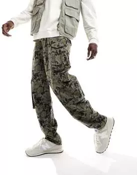 Мешковатые брюки карго с цветочным принтом ASOS