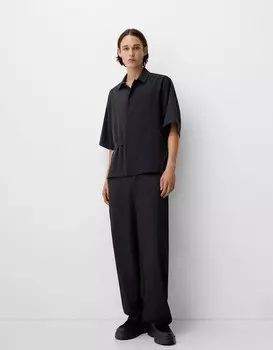 Мешковатые брюки с пряжкой Bershka, черный