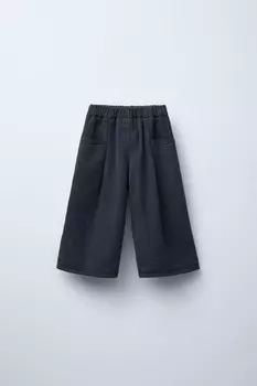 Мешковатые брюки с вышивками ZARA, цвет Faded blue