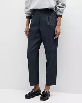 Мешковатые джинсовые брюки без застежки Brunello Cucinelli, цвет C001 Denim