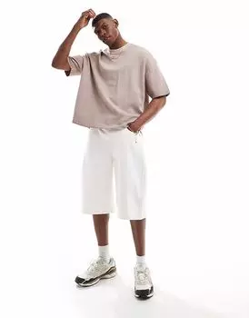 Мешковатые джинсовые шорты Bershka цвета экрю