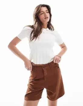 Мешковатые джинсовые шорты Levi's с высокой талией из льняной смеси коричневого цвета