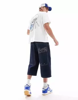 Мешковатые джинсовые шорты Pull&Bear цвета индиго