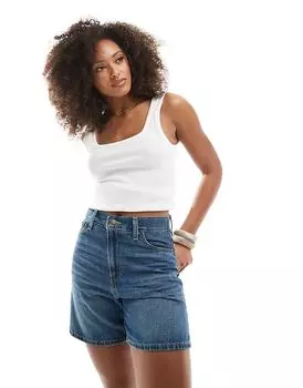 Мешковатые джинсовые шорты с высокой талией в средне-синем цвете Levi's