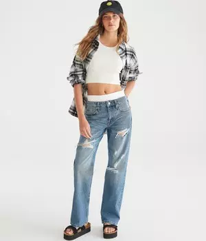 Мешковатые джинсы Aeropostale '90S с низкой посадкой, цвет Medium Wash