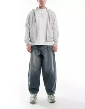 Мешковатые джинсы ASOS DESIGN ball fit светло-голубого цвета с эффектом потертости