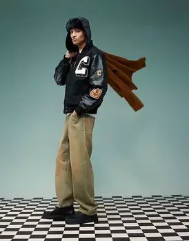 Мешковатые джинсы ASOS DESIGN с брызгами краски коричневого оттенка
