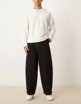 Мешковатые джинсы-баллоны с контрастной строчкой черного цвета ASOS DESIGN