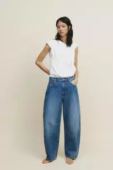 Мешковатые джинсы-баллоны trf средней посадки ZARA, синий