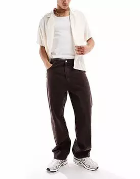 Мешковатые джинсы Bershka шоколадно-коричневого цвета