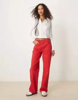 Мешковатые джинсы бойфренда красного цвета ASOS DESIGN