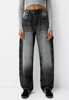 Мешковатые джинсы CARPENTER Bershka, черный