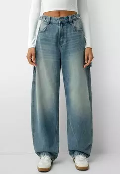 Мешковатые джинсы CARPENTER Bershka, синий деним