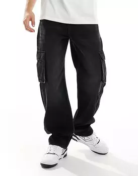 Мешковатые джинсы Cotton On из выцветшего черного денима с контрастной строчкой Cotton:On