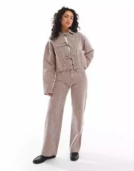 Мешковатые джинсы Daisy Street с низкой посадкой в полоску красного и бежевого цвета, комплект из джинсов