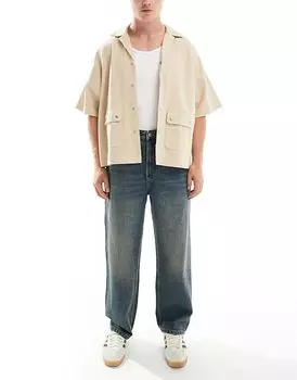 Мешковатые джинсы грязно-синего цвета Pull&Bear