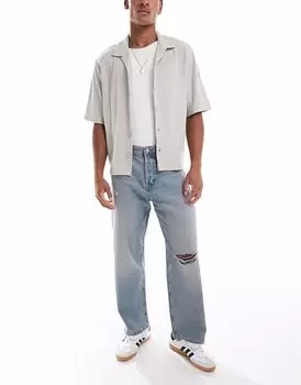 Мешковатые джинсы Jack & Jones Alex с дырками на коленях в цвете «вареный синий»