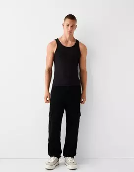 Мешковатые джинсы карго Bershka, черный