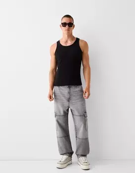 Мешковатые джинсы карго Bershka, серый