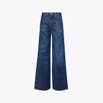 Мешковатые джинсы Paloma с фирменной нашивкой, широкими штанинами и высокой талией из плетеной смеси Citizens Of Humanity, индиго