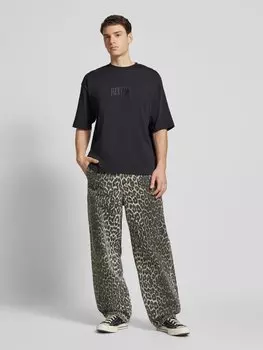 Мешковатые джинсы с анималистичным принтом REVIEW, бежевый