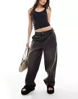 Мешковатые джинсы с низкой посадкой черного цвета Stradivarius